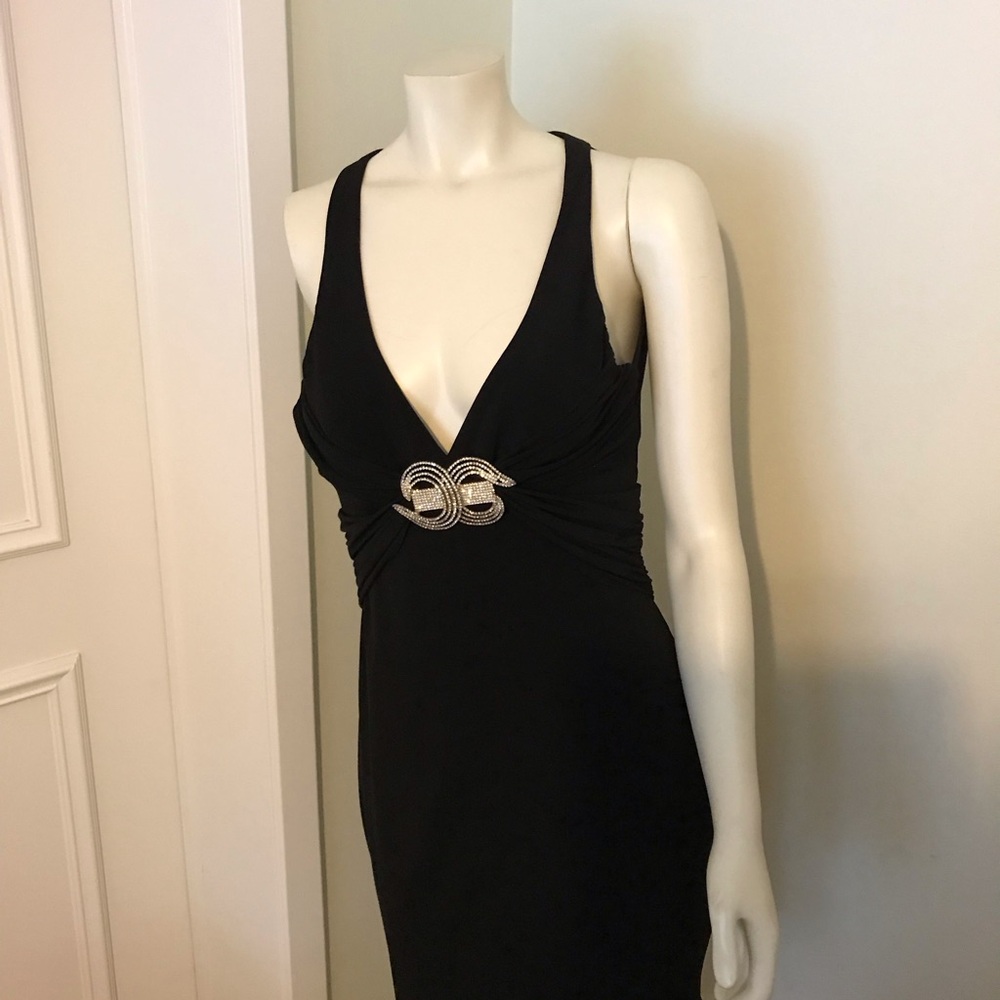 Cache Black and Silver Embellished Bodycon Dress